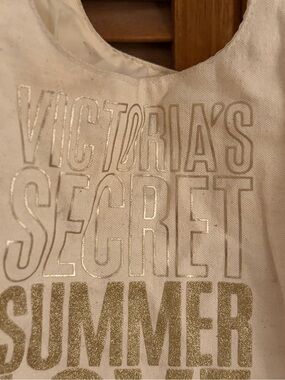 Victoria's Secret Gold and Cream Tote Bag in canvas